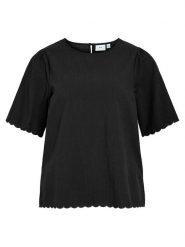 Vila Bluzka w kolorze czarnym rozmiar: 42. Czarne bluzki damskie Vila, bez wzorów, z bawełny, bez kołnierzyka, bez ramiączek. Za 100.45 zł.