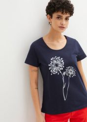 T-shirt. Szare t-shirty damskie bonprix, bez wzorów, bez kołnierzyka. Za 42.99 zł.
