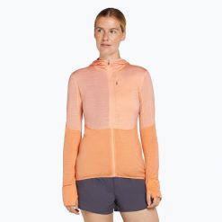Bluza trekkingowa damska icebreaker Merino 200 Realfleece Descender Zip Hoodie. Brązowe bluzy damskie Icebreaker, bez wzorów, bez kaptura. Za 599.99 zł.