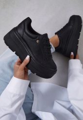 Czarne Sneakersy Vices na Grubej Podeszwie Tuliri. Czarne obuwie sportowe damskie Renee, z jeansu, bez zapięcia. Za 139.99 zł.