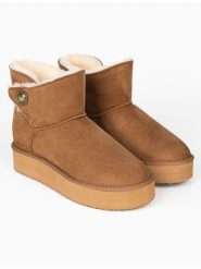 ISLAND BOOT Botki zimowe "Catalina" w kolorze jasnobrązowym rozmiar: 39. Brązowe botki damskie Island Boot, na zimę, bez obcasa, bez zapięcia. Za 149.31 zł.