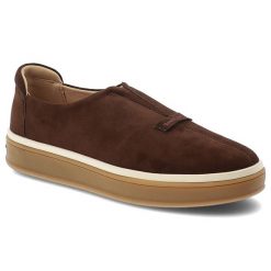 Mokasyny damskie Daniel Lopez, zamszowa cholewka wsuwany fason minimalistyczny design gruba elastyczna podeszwa okrągły nosek, brązowe, TT2D4083. Brązowe mokasyny damskie Daniel Lopez, z zamszu, z okrągłym noskiem, bez obcasa. Za 289.00 zł.