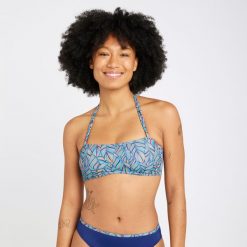 Góra kostiumu kąpielowego surfingowego damska Olaian Laura Foly. Bikini OLAIAN, bez wzorów. W wyprzedaży za 29.99 zł.