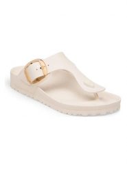 Birkenstock Japonki "Gizeh Big Buckle" w kolorze kremowym rozmiar: 37. Brązowe klapki damskie Birkenstock, bez wzorów, z otwartym noskiem, bez obcasa, bez zapięcia. Za 224.95 zł.