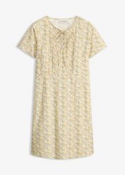 Sukienka mini z lekkiej bawełny. Żółte sukienki damskie bonprix, bez wzorów, z bawełny, bez ramiączek. Za 79.99 zł.