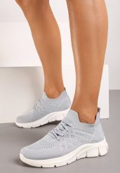 Szare Buty Sportowe z Elastyczną Wsuwaną Cholewką i Wkładką ze Skóry Naturalnej Rantia. Szare obuwie sportowe casual damskie Renee, z gumy. Za 44.99 zł.