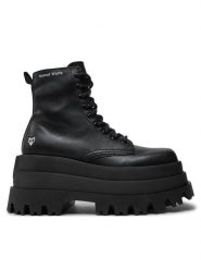 Naked Wolfe Trzewiki Sloane Czarny. Czarne botki damskie Naked Wolfe, ze skóry, bez obcasa, na koturnie, bez zapięcia. Za 929.99 zł.