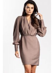 Awama Sukienka w kolorze szarobrązowym rozmiar: L. Brązowe sukienki damskie Awama, bez wzorów, bez ramiączek. Za 159.99 zł.