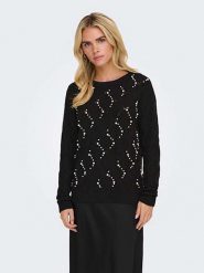 ONLY Sweter w kolorze czarnym rozmiar: XL. Czarne swetry klasyczne damskie Only, xl, ze splotem, bez kołnierzyka. Za 70.24 zł.