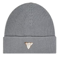 Czapka Guess. Szare czapki damskie Guess, na zimę, z aplikacjami. Za 159.99 zł.