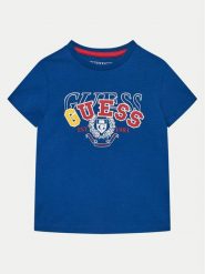 Guess T-Shirt N5RI00 K8HM4 Niebieski Regular Fit. Niebieskie t-shirty i koszulki chłopięce Guess, z aplikacjami, z bawełny, bez kołnierzyka, bez ramiączek. Za 59.99 zł.