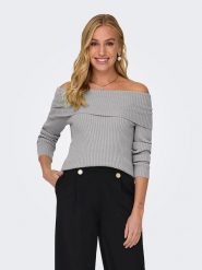 ONLY Sweter w kolorze szarym rozmiar: XL. Szare swetry klasyczne damskie Only, xl, prążkowane, bez kołnierzyka. Za 92.21 zł.