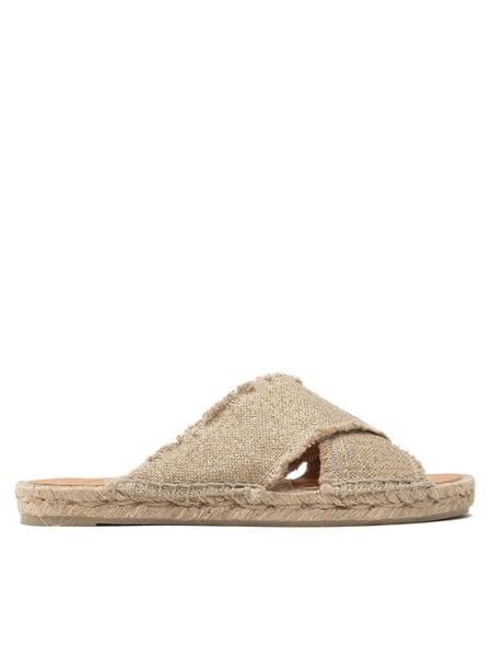 Castañer Espadryle Palmera/032 021775-3004 Beżowy. Brązowe espadryle damskie Castañer, bez wzorów, z materiału, bez obcasa. Za 459.99 zł.