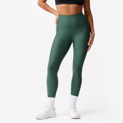 Legginsy fitness damskie Domyos. Zielone legginsy damskie DOMYOS, l, bez wzorów, z elastanu. Za 79.99 zł.