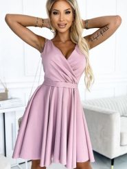 Sukienka Model Maya 478-2 Dirty Pink - Numoco. Różowe sukienki damskie NUMOCO, bez wzorów, z elastanu, bez ramiączek. Za 385.57 zł.
