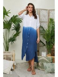 Lin Passion Lniana sukienka w kolorze niebieskim rozmiar: 34/36. Niebieskie sukienki damskie Lin Passion, bez wzorów, ze lnu, klasyczne, bez ramiączek. Za 173.99 zł.