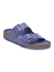 Birkenstock Skórzane klapki "Arizona" w kolorze fioletowym rozmiar: 40. Różowe klapki damskie Birkenstock, bez wzorów, z otwartym noskiem, bez obcasa, bez zapięcia. Za 460.12 zł.