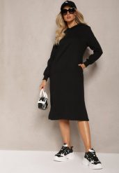 Czarna Sukienka Dresowa Oversize z Kapturem Elderre. Czarne sukienki damskie Renee, bez wzorów, z dresówki, sportowe, bez ramiączek. W wyprzedaży za 75.99 zł.