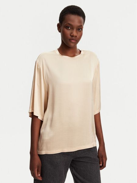 ViCOLO Bluzka TD0013 Beżowy Relaxed Fit. Brązowe bluzki damskie ViCOLO, s, bez wzorów, z wiskozy, bez kołnierzyka, bez ramiączek. Za 122.99 zł.