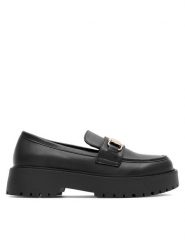 DeeZee Loafersy CEO-HY18638-4 Czarny. Czarne czółenka damskie DeeZee, bez wzorów, ze skóry, bez obcasa, na obcasie. Za 149.99 zł.