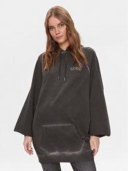 Guess Bluza W4RQ21 K9R31 Czarny Regular Fit. Czarne bluzy damskie Guess, z aplikacjami, z bawełny, bez kaptura. Za 299.99 zł.