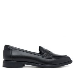 Lordsy Tamaris. Czarne półbuty damskie Tamaris, bez wzorów, bez obcasa, bez zapięcia. Za 329.99 zł.
