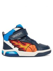 Geox Sneakersy J Inek J569CC 05411 C0693 M Granatowy. Niebieskie buty sportowe chłopięce Geox, ze skóry, bez zapięcia. Za 189.99 zł.