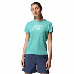 Koszulka techniczna damska Columbia Ruby Springs Graphic Fit Short Sleeve. Niebieskie koszulki sportowe damskie Columbia, l, bez wzorów, bez ramiączek. Za 93.09 zł.