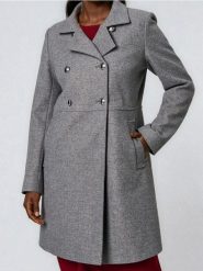 Płaszcz z guzikami ozdobnymi - szary. Szare płaszcze damskie Sinsay, l, bez wzorów, bez kaptura. Za 119.99 zł.