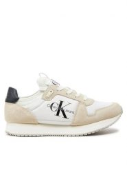 Calvin Klein Jeans Sneakersy Runner Sock Laceup Ny-Lth Wn YW0YW00840 Biały. Białe obuwie sportowe damskie Calvin Klein Jeans, z jeansu, bez zapięcia. Za 239.99 zł.