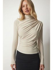 Happiness Istanbul Koszulka w kolorze kremowym rozmiar: 38. Brązowe koszulki damskie Happiness Istanbul, bez wzorów, z wiskozy, bez kołnierzyka, bez ramiączek. Za 56.99 zł.