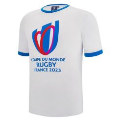 Koszulka z polycottonu Macron RWC France 2023. Białe bluzki damskie Macron, l, bez wzorów, sportowe, bez kołnierzyka, bez ramiączek. Za 221.50 zł.