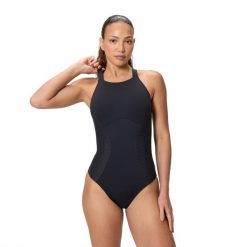 Strój kąpielowy damski Speedo Sculpture Hineck Contour. Czarne stroje jednoczęściowe Speedo, bez wzorów. Za 339.99 zł.