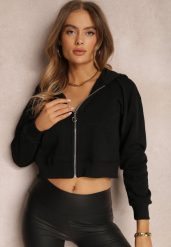 Czarna Bluza Zasuwana z Kapturem Bikatu. Czarne bluzy damskie Renee, xl, bez wzorów, z tkaniny, z kapturem. Za 39.99 zł.