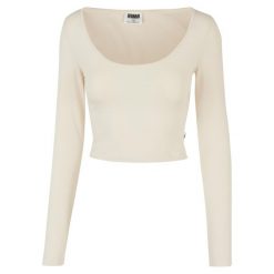 Damska koszulka crop top z długim rękawem Urban Classics Organic. Białe koszulki damskie Urban Classics, bez wzorów, bez kołnierzyka, bez ramiączek. Za 160.50 zł.