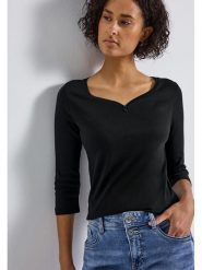 Cecil Koszulka w kolorze czarnym rozmiar: 46. Czarne koszulki damskie Cecil, bez wzorów, bez kołnierzyka, bez ramiączek. Za 83.45 zł.