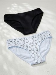 Bawełniane majtki figi z motywem kwiatowym 2 pack - wielobarwny. Figi Sinsay, bez wzorów, z bawełny. Za 9.99 zł.