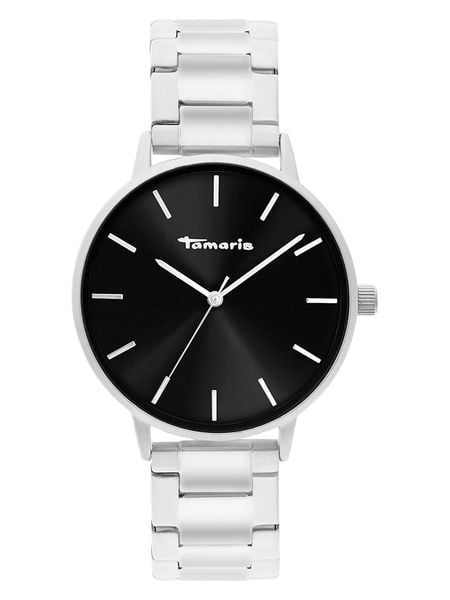 Tamaris Zegarek kwarcowy w kolorze srebrno-czarnym rozmiar: onesize. Szare, analogowe zegarki damskie Tamaris, metalowe. Za 173.99 zł.