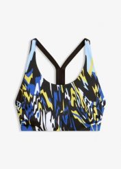 Sportowy biustonosz bikini bustier z szybkoschnącego materiału. Czarne bikini bonprix, bez wzorów. Za 89.99 zł.