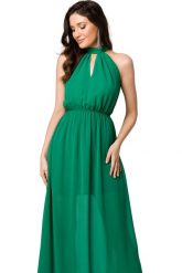 Zwiewna i elegancka długa sukienka szyfonowa zielona. Zielone sukienki damskie Sukienki.shop, bez wzorów, z szyfonu, eleganckie, bez ramiączek. Za 349.00 zł.