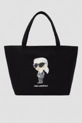 KARL LAGERFELD Czarna shopperka damska Ikon Aquarelle. Czarne shopper bag KARL LAGERFELD, z materiału, bez dodatków. W wyprzedaży za 339.99 zł.