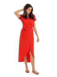 Fille de Coton Sukienka "Lydia" w kolorze czerwonym rozmiar: 38/40. Czerwone sukienki damskie Fille de Coton, bez wzorów, z bawełny, klasyczne, bez ramiączek. Za 131.43 zł.