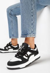 Czarne Sneakersy z Grubymi Sznurówkami i Gwiazdką Ralinta. Czarne obuwie sportowe damskie Born2be, z materiału, bez zapięcia. Za 89.99 zł.