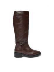 Calvin Klein Kozaki HW0HW02184 Brązowy. Brązowe kozaki damskie Calvin Klein, ze skóry, bez obcasa, na płaskiej podeszwie, bez zapięcia. Za 1,199.00 zł.