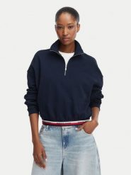 Tommy Jeans Bluza DW0DW23144 Granatowy Regular Fit. Niebieskie bluzy damskie Tommy Jeans, s, bez wzorów, z bawełny, bez kaptura. Za 449.99 zł.
