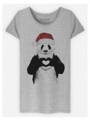 WOOOP Koszulka "Santa Panda" w kolorze szarym rozmiar: XXL. Szare koszulki damskie Wooop, xxl, bez wzorów, z wiskozy, bez kołnierzyka, bez ramiączek. Za 56.99 zł.