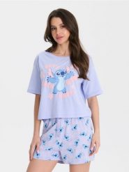 Piżama dwuczęściowa Stitch - błękitny. Niebieskie piżamy damskie Sinsay, bez wzorów, bez ramiączek. Za 49.99 zł.