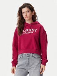 Tommy Jeans Bluza Script DW0DW20306 Różowy Relaxed Fit. Czerwone bluzy damskie Tommy Jeans, s, bez wzorów, z bawełny, bez kaptura. Za 219.99 zł.
