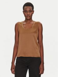 ViCOLO Bluzka TD0006 Brązowy Relaxed Fit. Brązowe bluzki damskie ViCOLO, xs, bez wzorów, z wiskozy, bez kołnierzyka, bez ramiączek. Za 109.99 zł.
