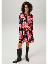 Aniston Sukienka w kolorze czarno-różowym rozmiar: 40. Czarne sukienki damskie Aniston, bez wzorów, z wiskozy, bez ramiączek. Za 70.08 zł.